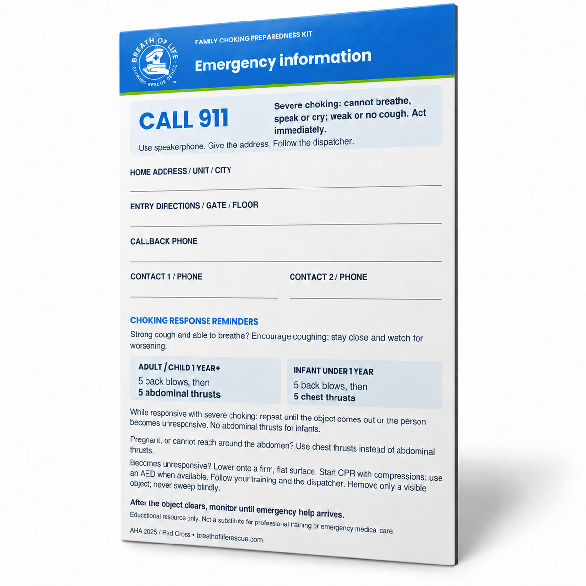 Choking Preparedness Refrigerator Magnet